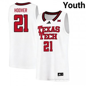 LaTrell Hoover #21 White Jersey | Red Raiders Youth University Basketball Premium Embroidery 59660690