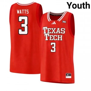 Red LeJuan Watts #3 Basketball Jersey | Texas Tech Red Raiders Youth College Team Gear 56303704