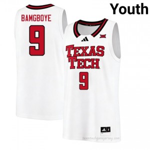 White Luke Bamgboye #9 Basketball Jersey | Red Raiders Youth University Team Gear 98387089