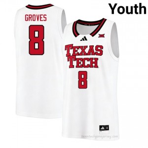 White Nolan Groves #8 Texas Tech Jersey | Youth NCAA Basketball Embroidery 91972738